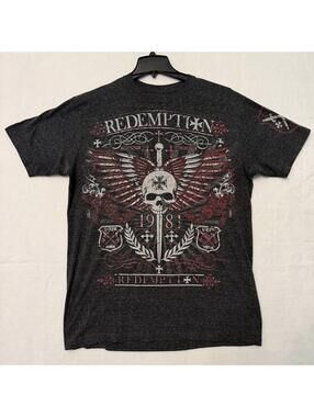 Raw State Redemption T-Shirt Men's 2XL Gray Red White Front & Back Y2K